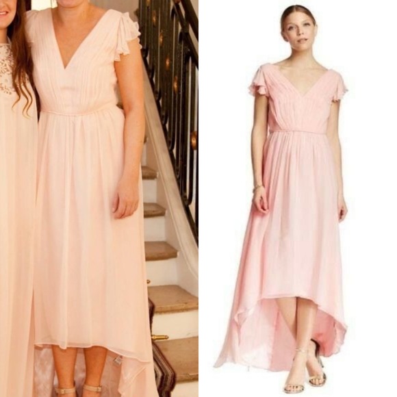 Jill Stuart Chiffon Ruffle Hi Lo Layered Bridesmaid Summer Wedding Dress - Picture 9 of 12